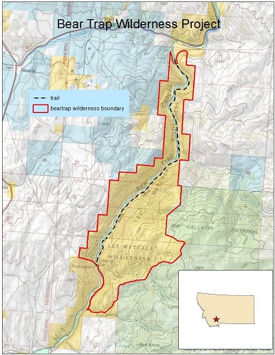 Map of bear trap wilderness project